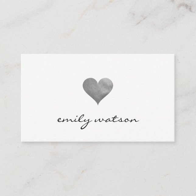 Tarjeta De Visita Corazón gris cortesía (Anverso)