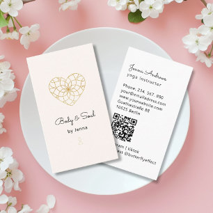 Tarjeta De Visita Corazón Mandala Yoga Masaje Bienestar QR Código