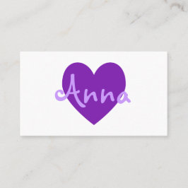 Tarjeta De Visita Corazón morado personalizado en blanco