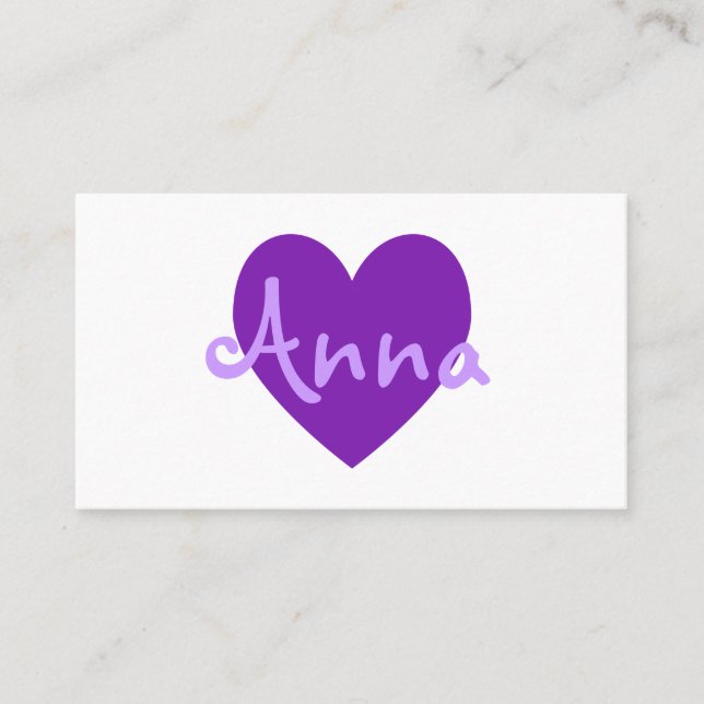 Tarjeta De Visita Corazón morado personalizado en blanco (Anverso)