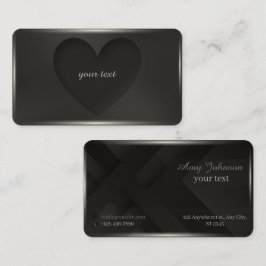 Tarjeta De Visita Corazón negro mate hundido en la elegancia de la s