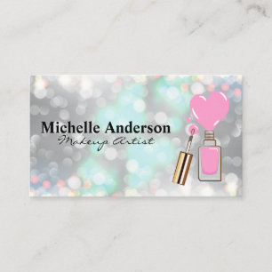 Tarjeta De Visita Corazón polaco rosado de Nail   Bokeh