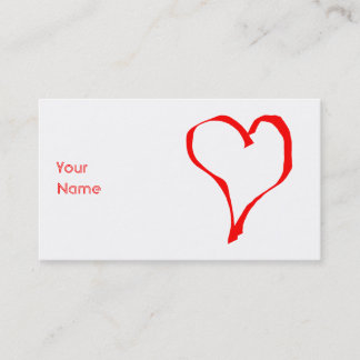 Tarjeta De Visita Corazón rojo en blanco