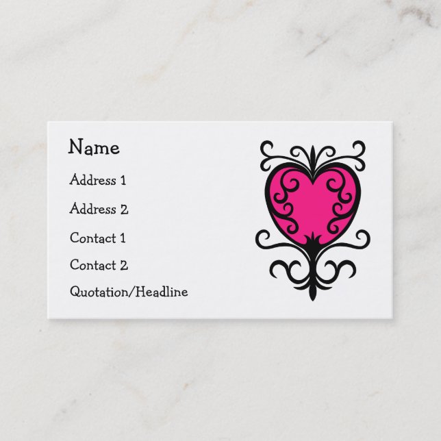 Tarjeta De Visita Corazón rosa caliente (Anverso)