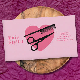 Tarjeta De Visita Corazón Rosa - Estilista de Pelo
