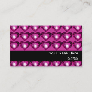 Tarjeta De Visita Corazón rosado 'corazones' raya negra roja