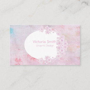 Tarjeta De Visita Corazón rosado de cerdos floridos Primavera floral