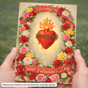 Tarjeta De Visita Corazón Sagrado de Jesús Rosas de Oración del Día
