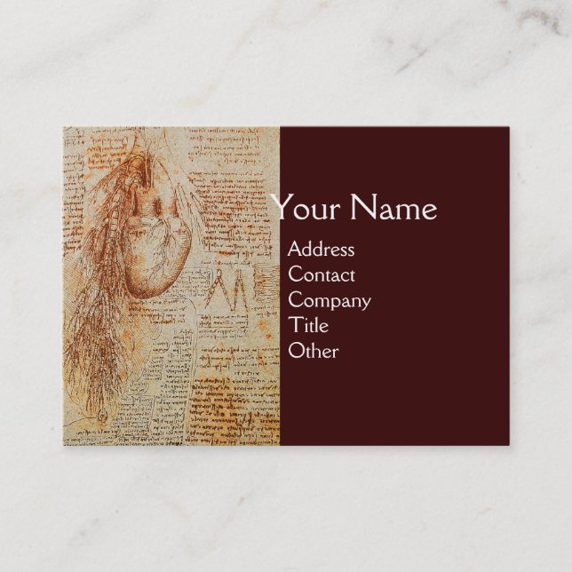 Tarjeta De Visita Corazón y arterias Bronquiales, Monograma médico (Anverso)