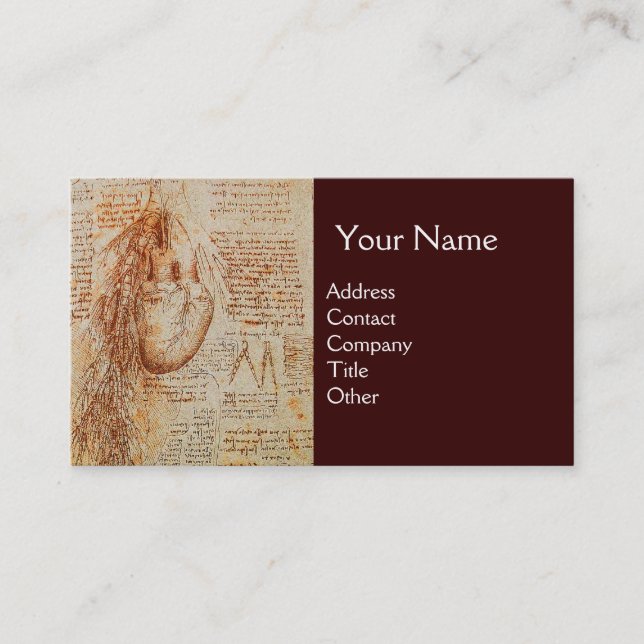Tarjeta De Visita Corazón y arterias Bronquiales, Monograma médico (Anverso)