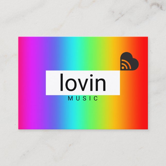 Tarjeta De Visita Corazón y sonido Arcoíris (Anverso)