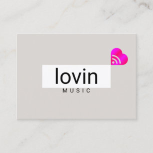 Tarjeta De Visita Corazón y sonido rosa caliente y rojo