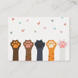 Tarjeta De Visita Corazones coloridas de la garra del gato del amant