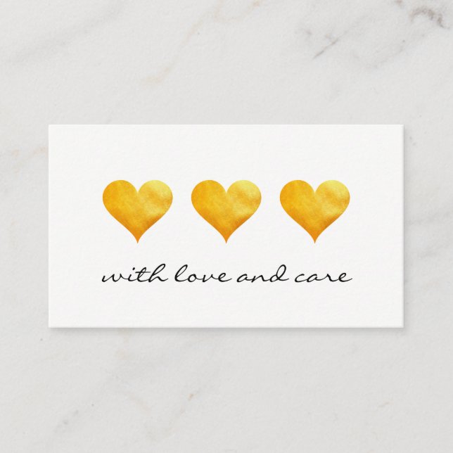 Tarjeta De Visita Corazones de oro lindo gracias (Anverso)