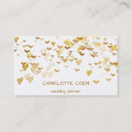 Tarjeta De Visita Corazones dorados Confetti Glam blanco Delicado