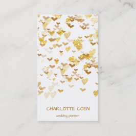 Tarjeta De Visita Corazones dorados Confetti Glam blanco Delicado