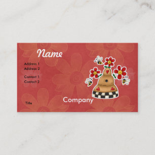 Tarjeta De Visita Corazones Felices N Flores Colmena de Abejas