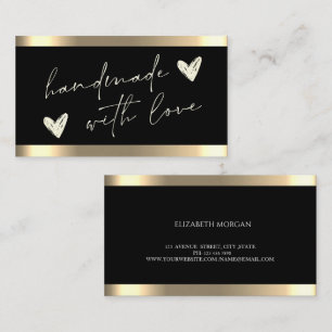 Tarjeta De Visita Corazones hechos a mano Banda de oro Negro