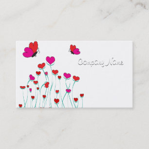 Tarjeta De Visita Corazones y mariposas Valentine Love
