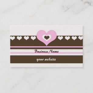 Tarjeta De Visita Corazones y rayas marrones y rosados