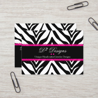 Tarjeta De Visita Cordón rosado del estampado de zebra