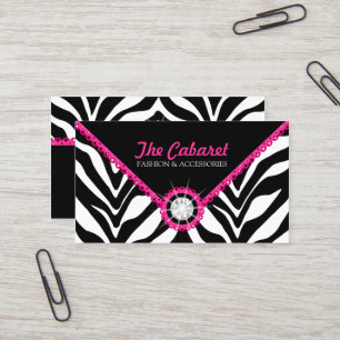 Tarjeta De Visita Cordón y diamante rosados del estampado de zebra
