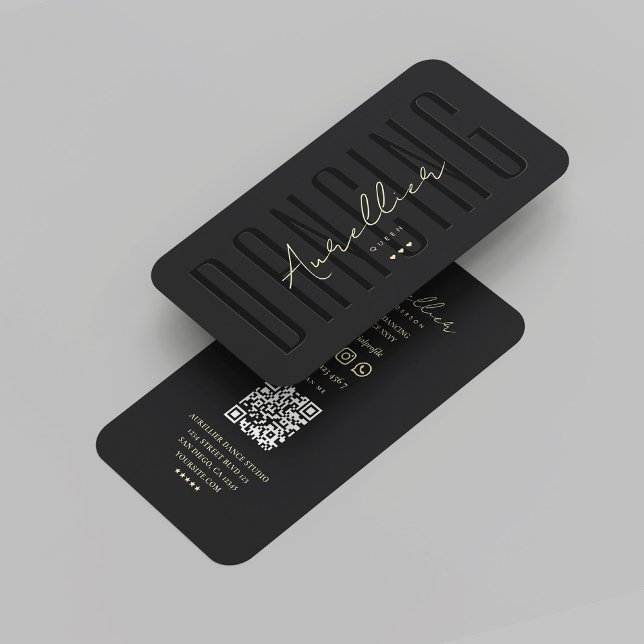 Tarjeta De Visita Coreógrafo moderno bailando bailando bailando oro  (Modern Choreographer Dancing Dancer Black Gold Business Card
)