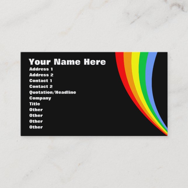 Tarjeta De Visita Corey Tiger 80s Retro Arcoíris (Anverso)