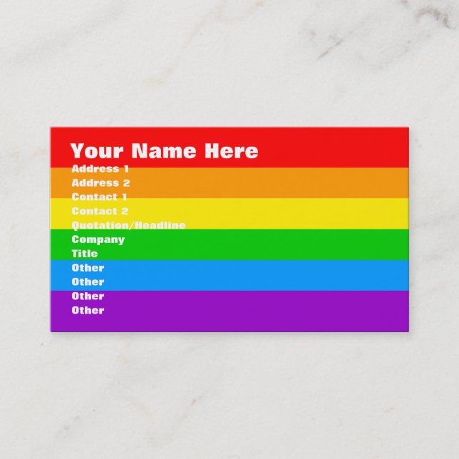 Tarjeta De Visita Corey Tiger 80s Retro Arcoíris (Anverso)