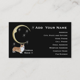 Tarjeta De Visita Corgi Galés del Pembroke con la luna y las