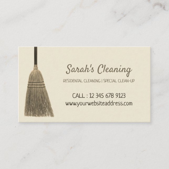 Tarjeta De Visita Corn Broom Cleaning janitorial (Anverso)