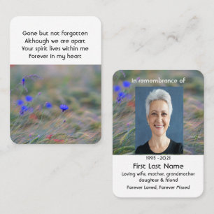 Tarjeta De Visita Cornflower Wildflowers Memorial Pocket Keepsake