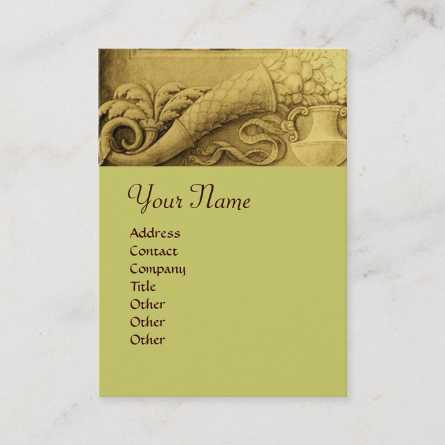 Tarjeta De Visita CORNUCOPIA MONOGRAM, amarillo dorado brillante (Anverso)