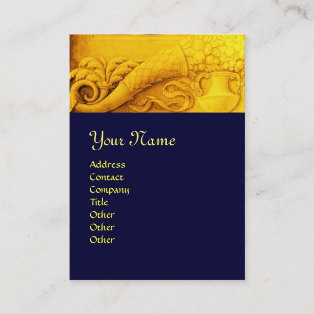 Tarjeta De Visita CORNUCOPIA MONOGRAM, amarillo dorado brillante (Anverso)