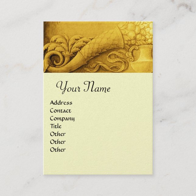 Tarjeta De Visita CORNUCOPIA MONOGRAM, amarillo dorado brillante (Anverso)