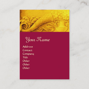 Tarjeta De Visita CORNUCOPIA MONOGRAM, amarillo dorado brillante roj