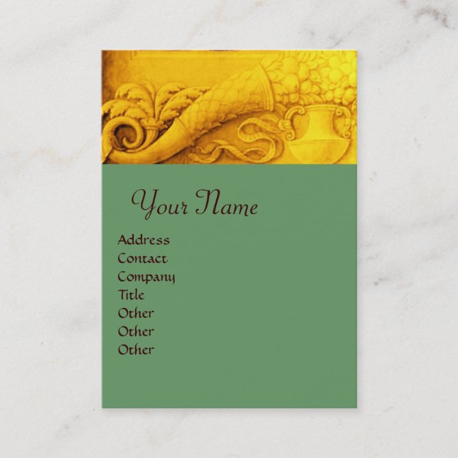 Tarjeta De Visita CORNUCOPIA MONOGRAM, amarillo dorado brillante, ve (Anverso)