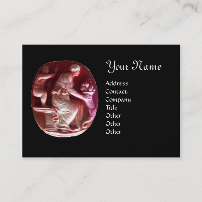 Tarjeta De Visita CORNUCOPIA MONOGRAM ,Antiguo rojo negro (Anverso)