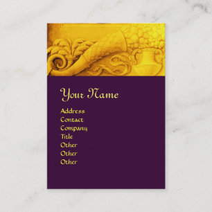 Tarjeta De Visita CORNUCOPIA MONOGRAM, dorado brillante amarillo púr