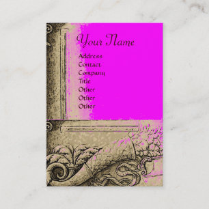 Tarjeta De Visita CORNUCOPIA MONOGRAM, gris brillante, negro, rosa, 