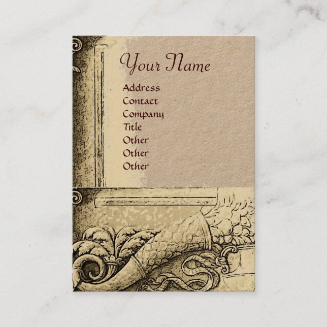Tarjeta De Visita CORNUCOPIA MONOGRAM, Papel Kraft marrón (Anverso)