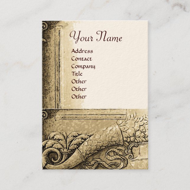 Tarjeta De Visita CORNUCOPIA MONOGRAM Sepia marrón blanco (Anverso)