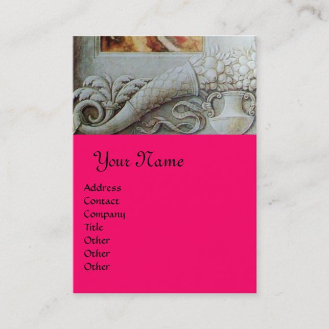 Tarjeta De Visita CORNUCOPIA MONOGRAMA, gris brillante, fucsia, rosa (Anverso)