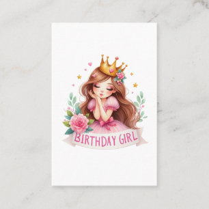 Tarjeta De Visita Corona de cumpleaños de princesa niña