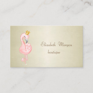 Tarjeta De Visita Corona de Flamenco Rosa Elegante y Sofisticada Pro
