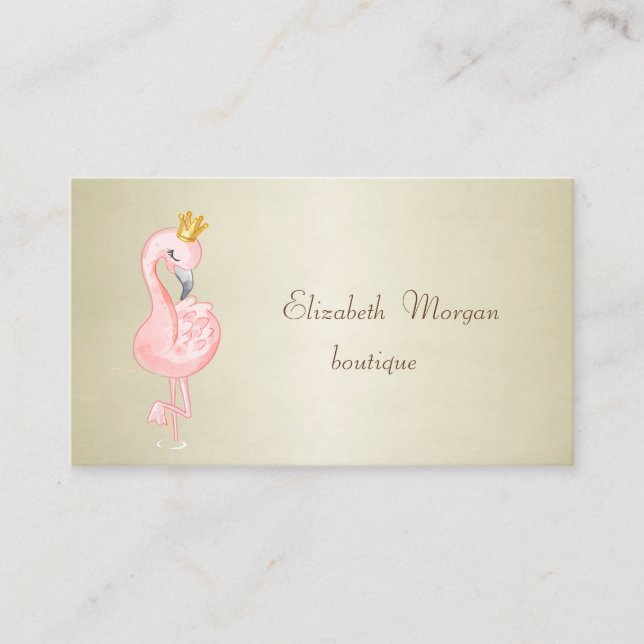Tarjeta De Visita Corona de Flamenco Rosa Elegante y Sofisticada Pro (Anverso)