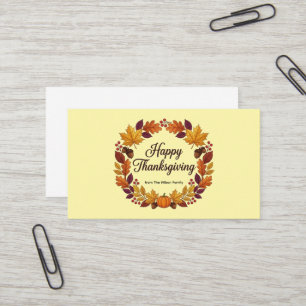 Tarjeta De Visita Corona de hojas de otoño personalizable Feliz Día 