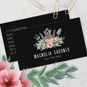 Tarjeta De Visita Corona de jardinería Boho Chic Acuarela Herramient