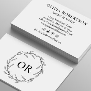 Tarjeta De Visita Corona de olivo minimalista elegante y simple con