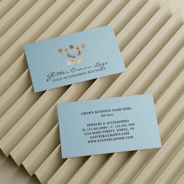 Tarjeta De Visita Corona de Oro de Bebé Azul (Blue Baby Gold Crown Business Card
)